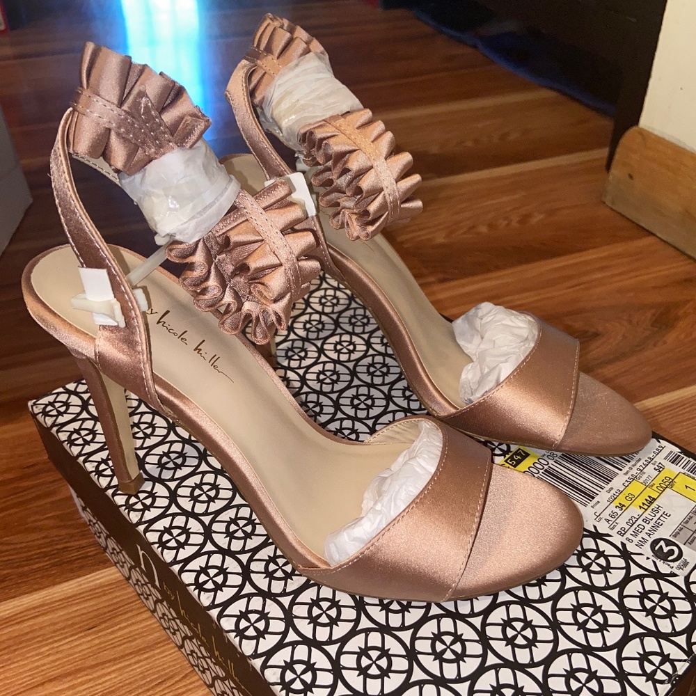 Brand New Blush Satin Sandals by Nicole Miller
